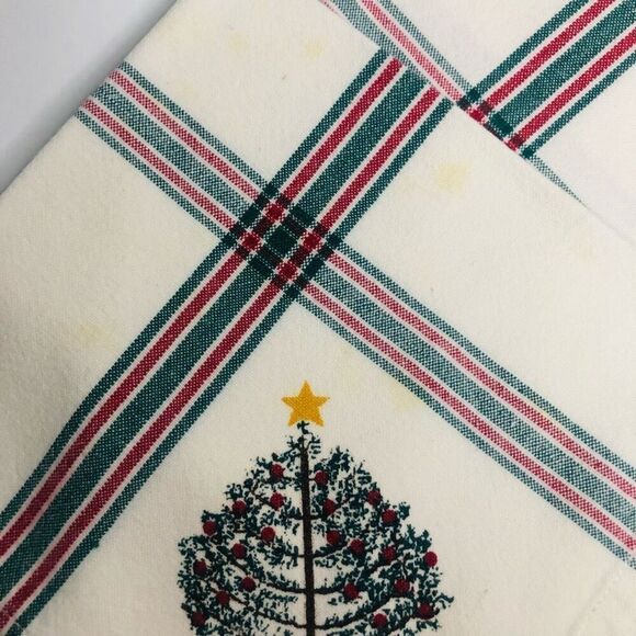 vtg 90s christmas cloth napkins pine tree plaid cabin cozy dinner 14.5 inch - Picture 3 of 7